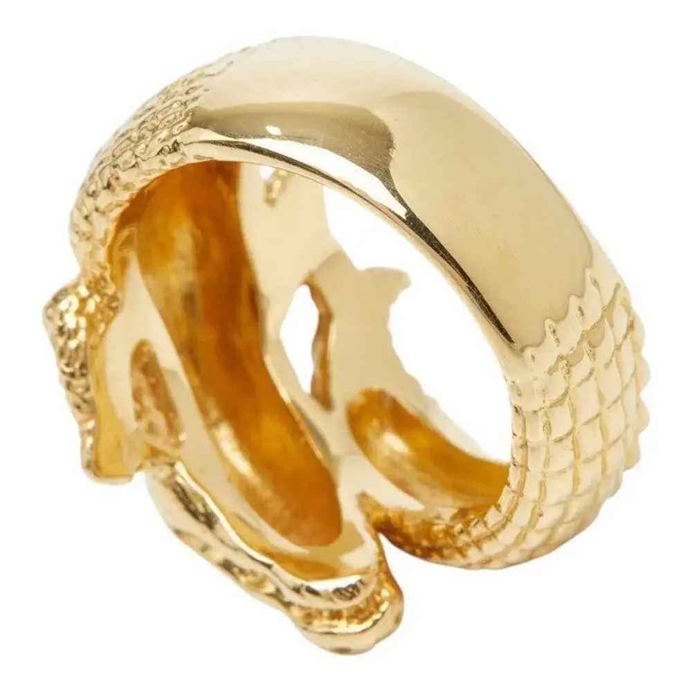 Unbranded Crocodile Motif 18K Yellow Gold Ring Gold